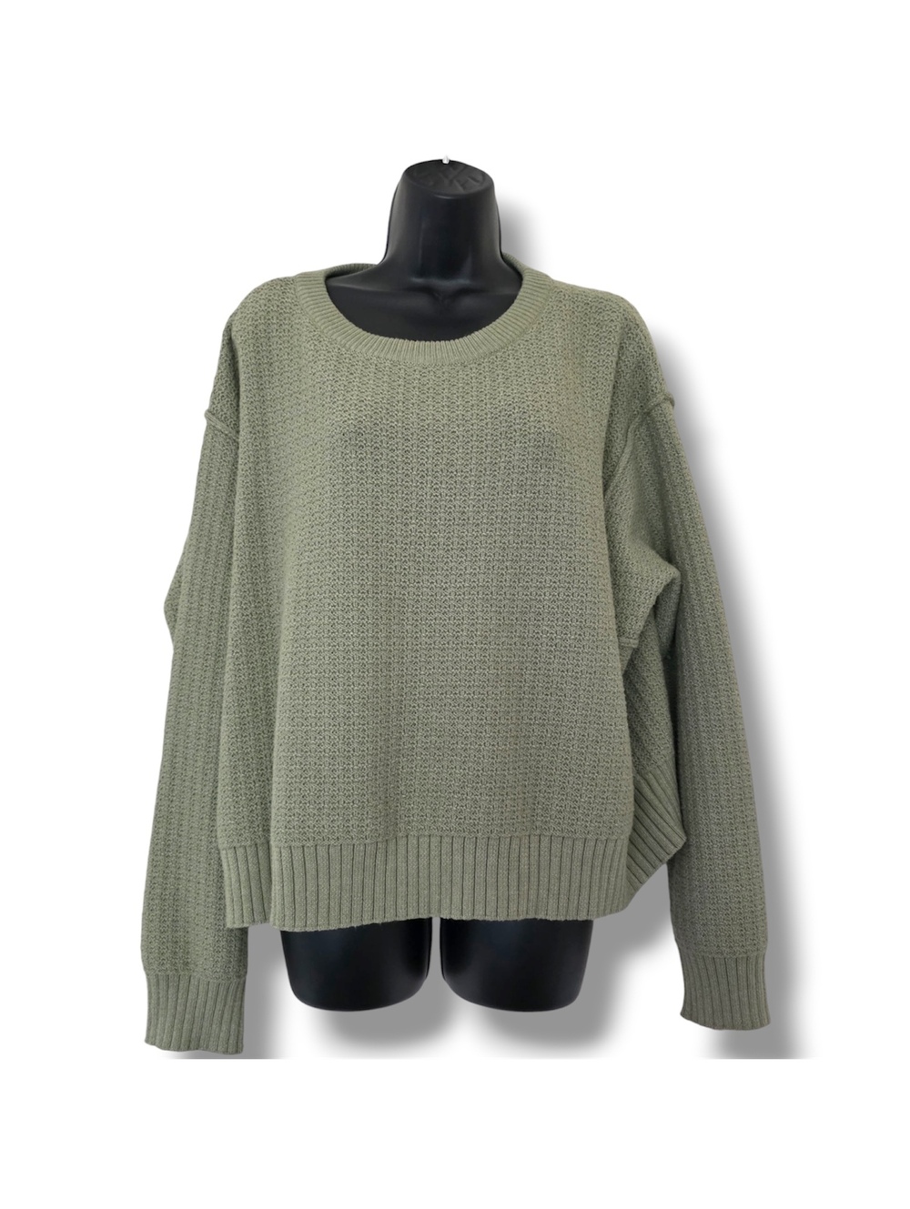 Haute Hippie Style Women’s sage green waffle-knit crewneck sweater Large